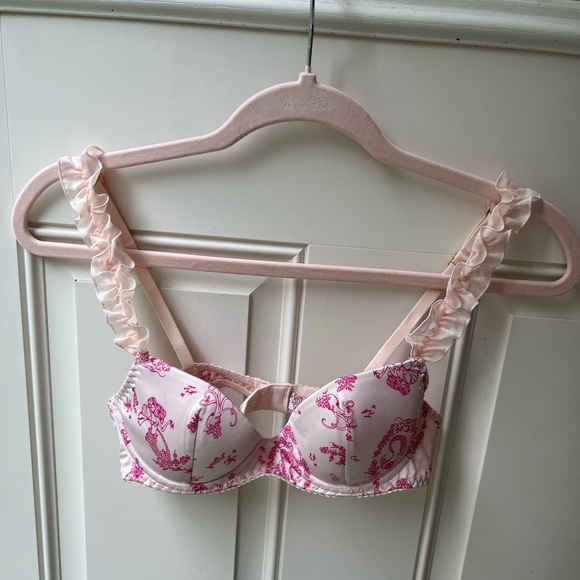 HOT! Victoria Secret SEXY LITTLE THINGS satin MERMAID ruffled bra 34B & PANTY - Picture 6 of 13